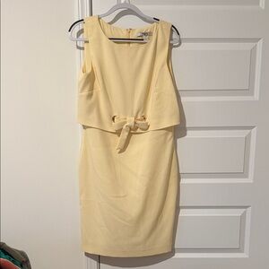Badgley Mischka Light Yellow Bow Mini Dress